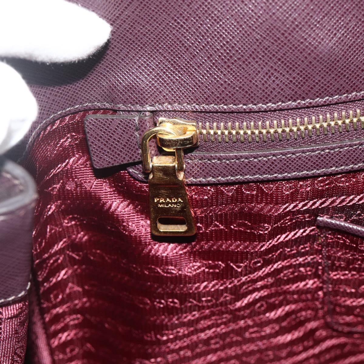 PRADA Hand Bag Safiano leather Purple Gold Auth ka4206A