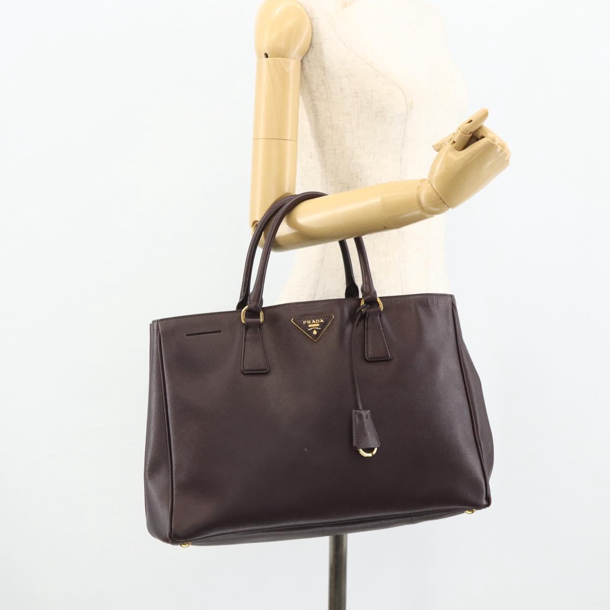 PRADA Hand Bag Safiano leather Purple Gold Auth ka4206A