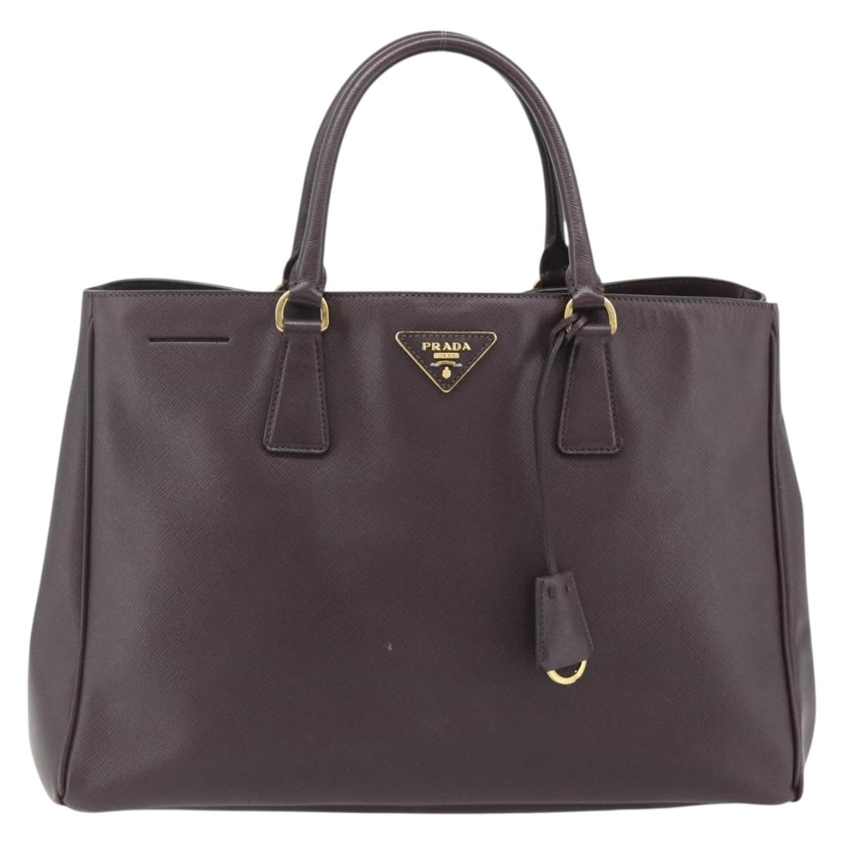 PRADA Hand Bag Safiano leather Purple Gold Auth ka4206A