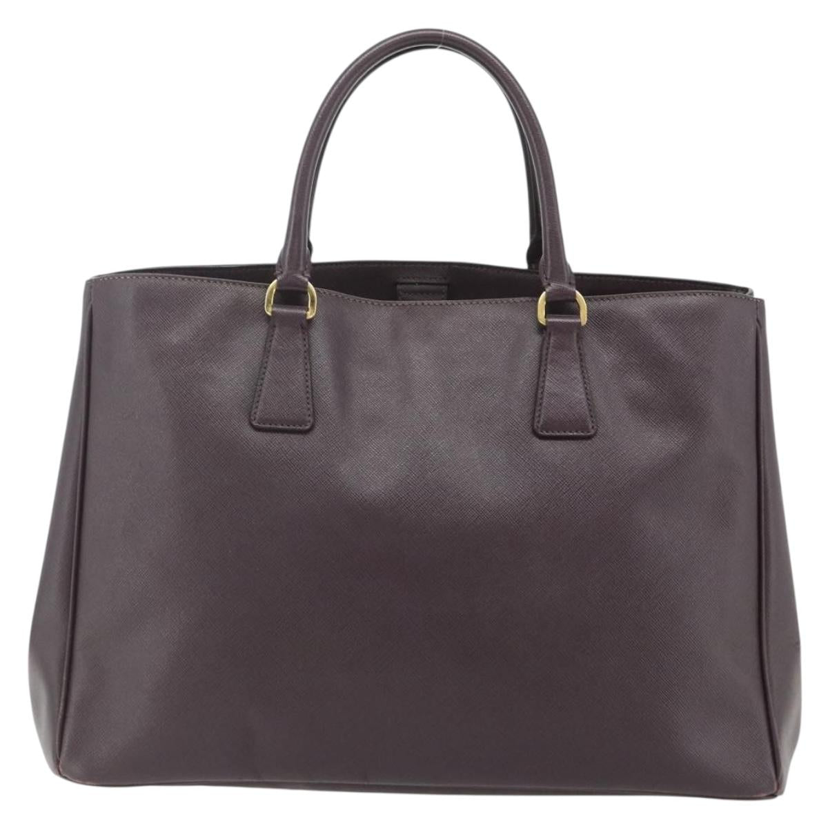 PRADA Hand Bag Safiano leather Purple Gold Auth ka4206A