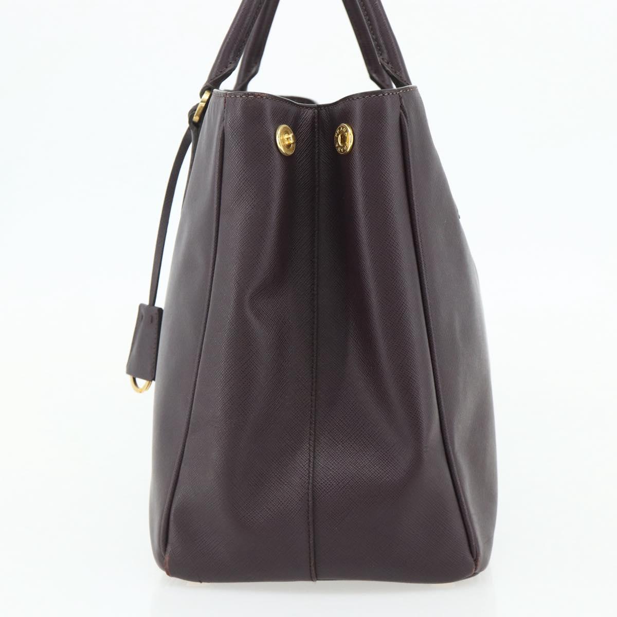 PRADA Hand Bag Safiano leather Purple Gold Auth ka4206A