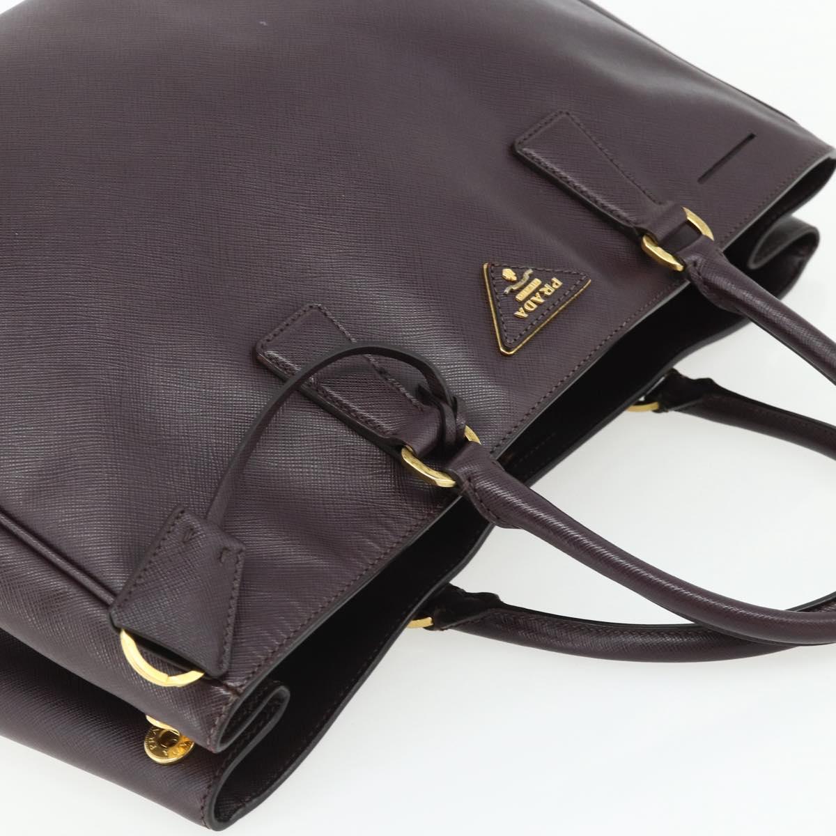 PRADA Hand Bag Safiano leather Purple Gold Auth ka4206A
