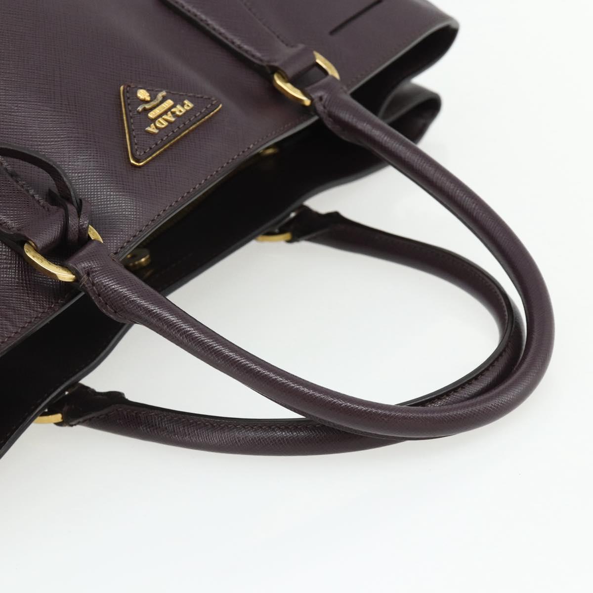 PRADA Hand Bag Safiano leather Purple Gold Auth ka4206A
