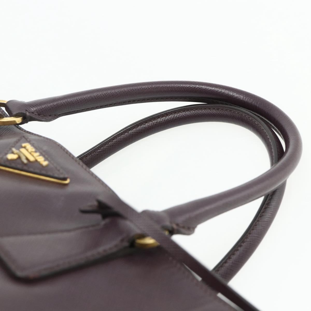 PRADA Hand Bag Safiano leather Purple Gold Auth ka4206A