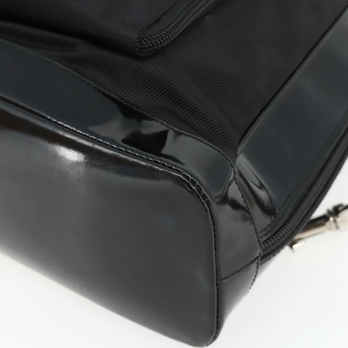GUCCI Bamboo Bag Patent leather Black Silver 003 2058 0059 5 Auth ka4208