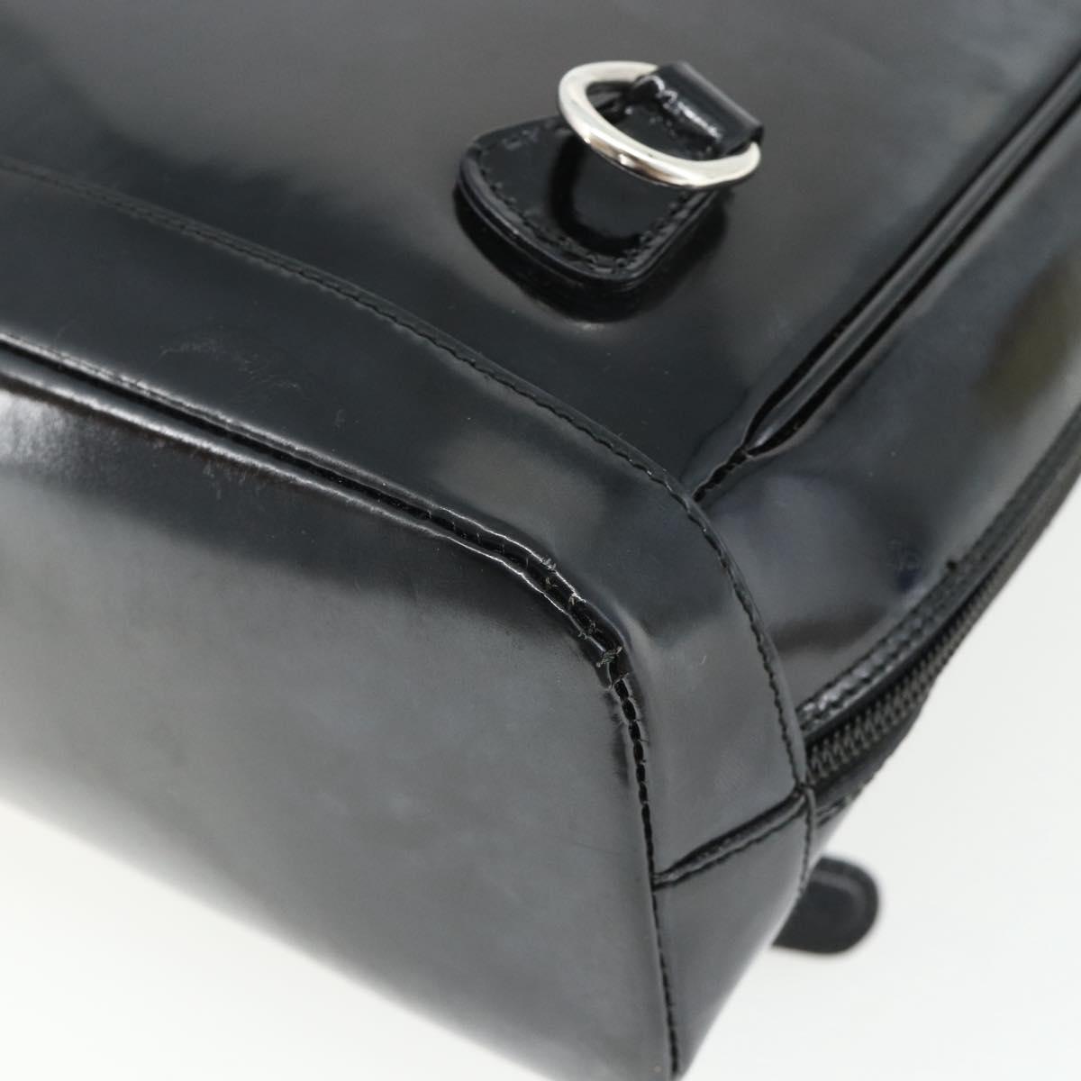 GUCCI Bamboo Bag Patent leather Black Silver 003 2058 0059 5 Auth ka4208