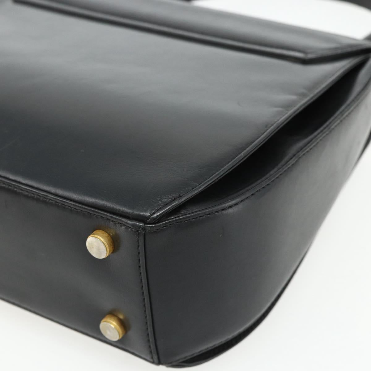 Salvatore Ferragamo Gancini Hand Bag Leather 2way Black Gold Auth ka4209