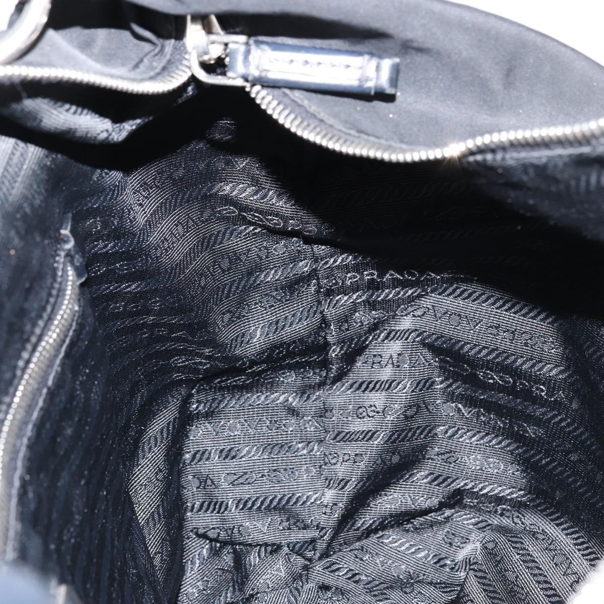 PRADA Shoulder Bag Nylon Black Silver Auth ka421