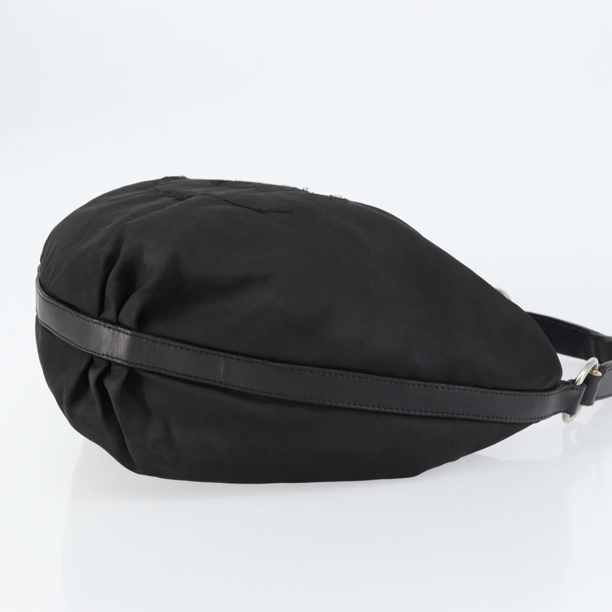 PRADA Shoulder Bag Nylon Black Silver Auth ka421