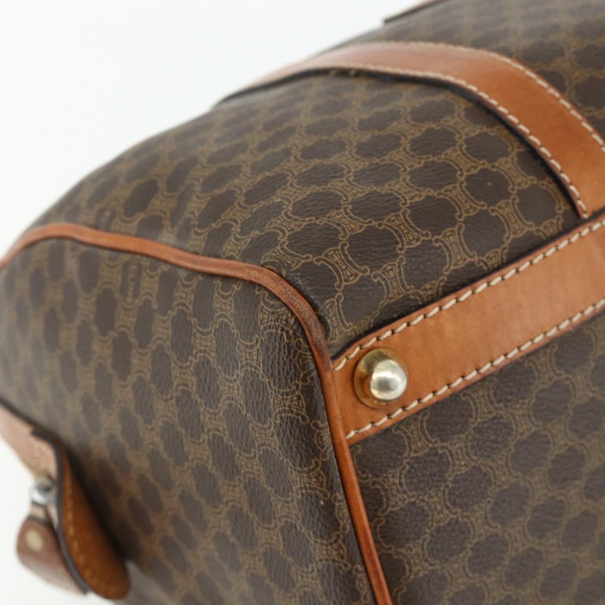 CELINE Macadam Canvas Hand Bag PVC Leather Brown Gold Auth ka4217