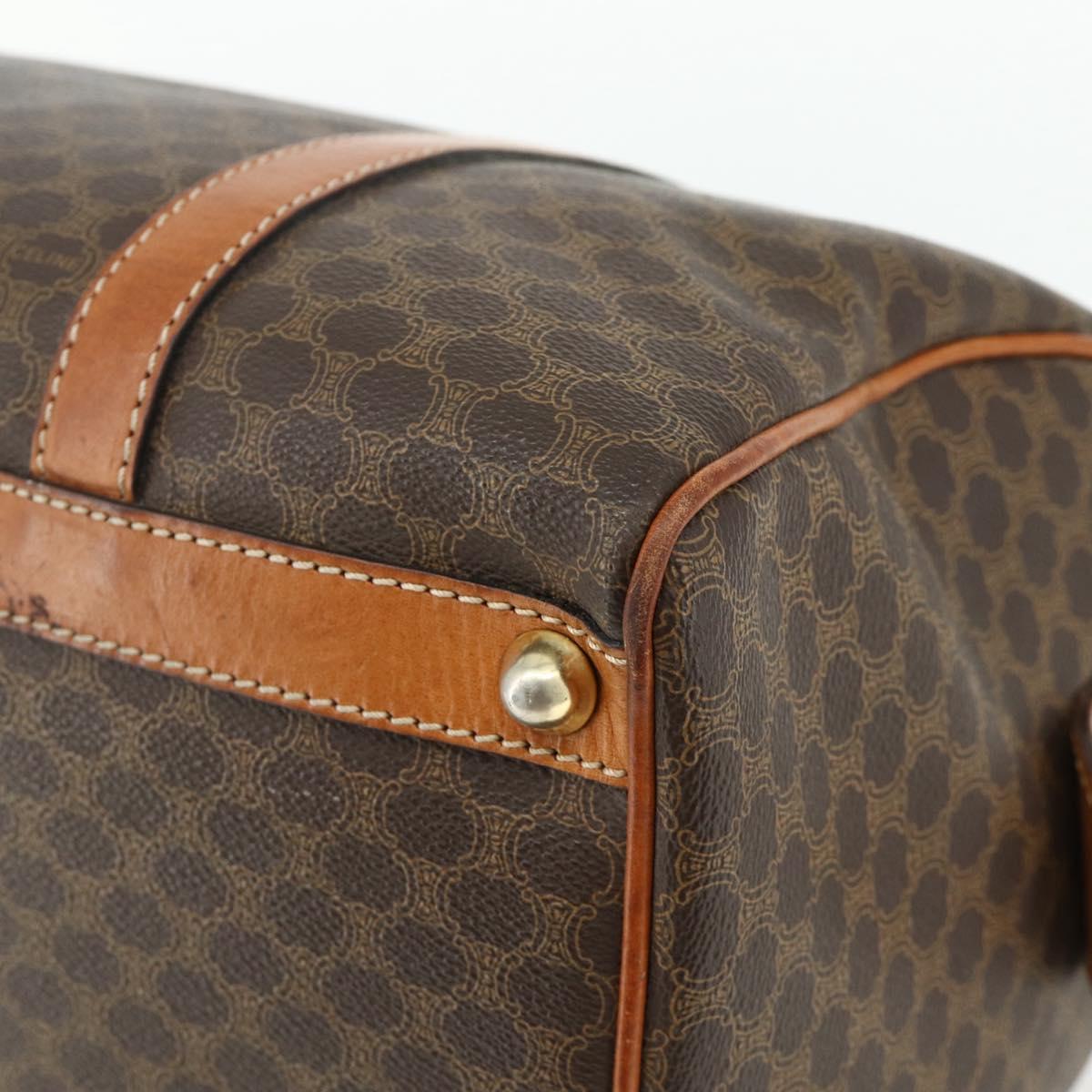 CELINE Macadam Canvas Hand Bag PVC Leather Brown Gold Auth ka4217