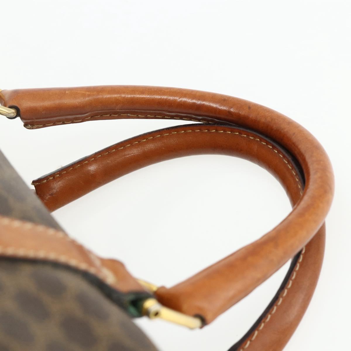 CELINE Macadam Canvas Hand Bag PVC Leather Brown Gold Auth ka4217