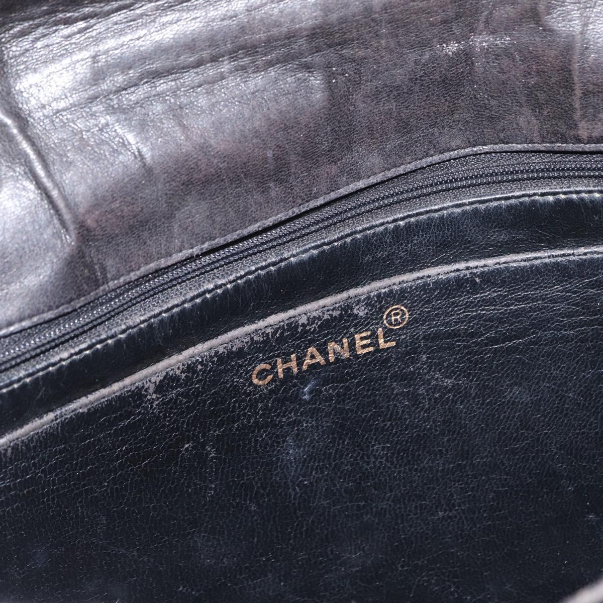 CHANEL Mademoiselle Chain Shoulder Bag Enamel Black Gold CC Auth ka422