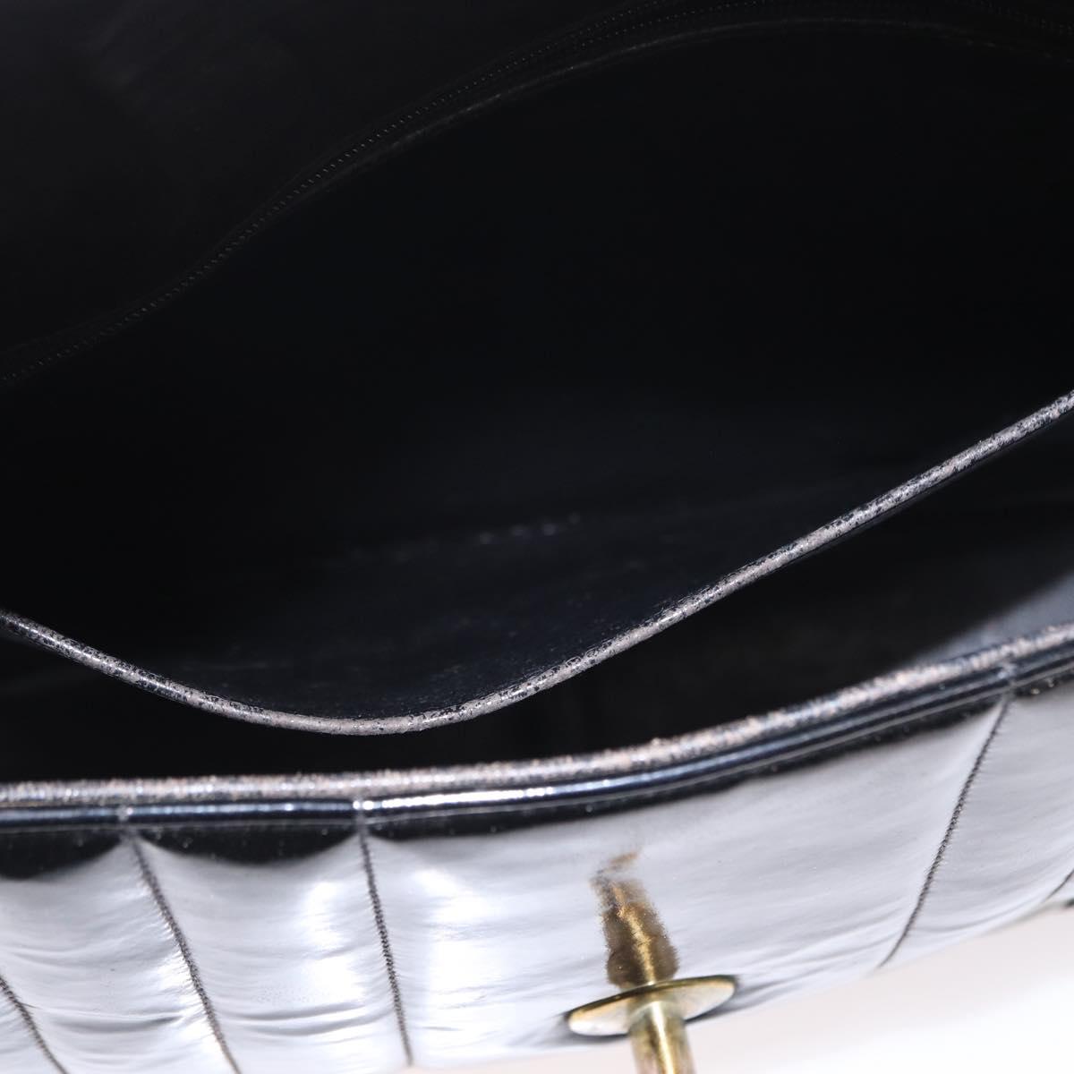 CHANEL Mademoiselle Chain Shoulder Bag Enamel Black Gold CC Auth ka422