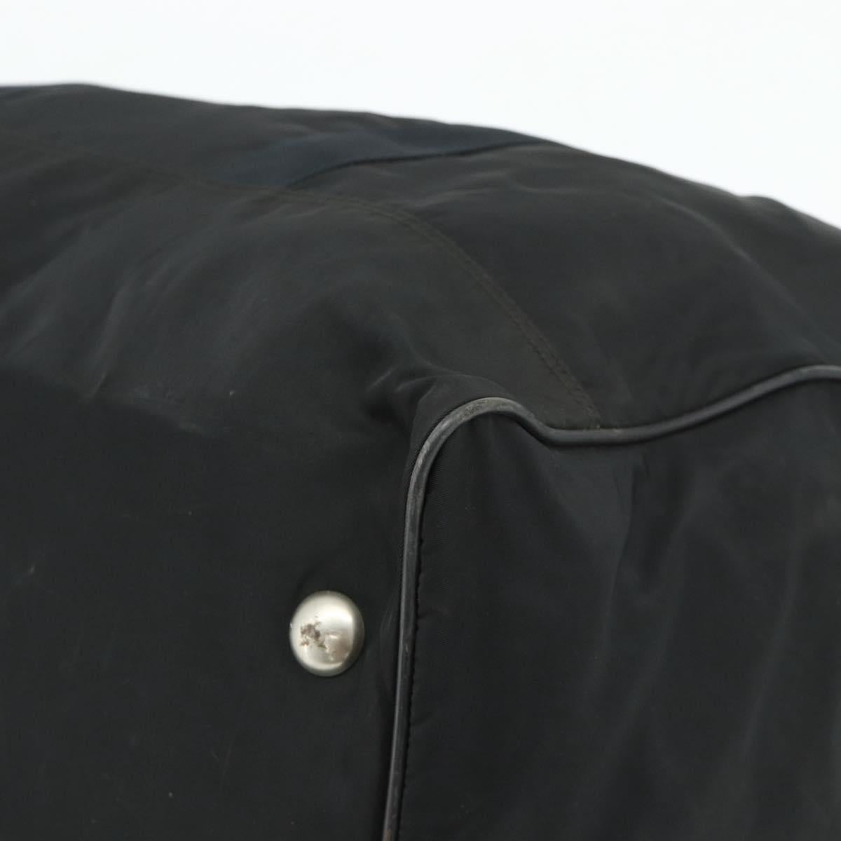 PRADA Boston Bag Nylon Black Silver Auth ka4221A