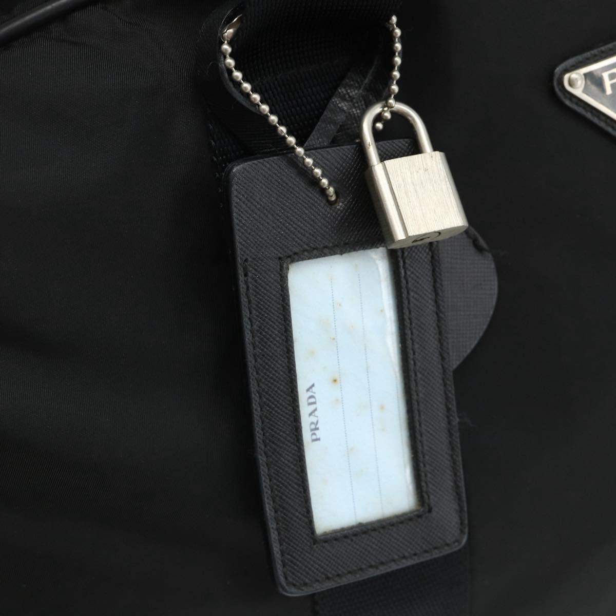 PRADA Boston Bag Nylon Black Silver Auth ka4221A