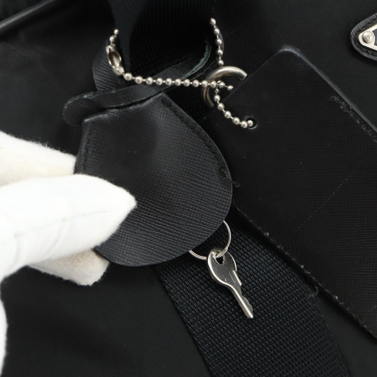 PRADA Boston Bag Nylon Black Silver Auth ka4221A