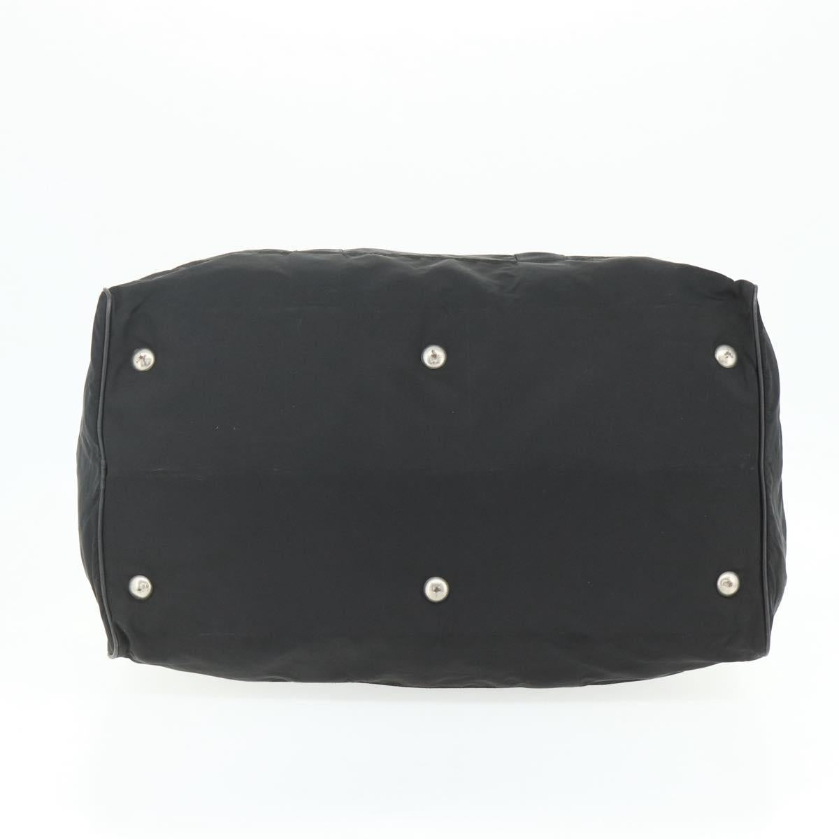 PRADA Boston Bag Nylon Black Silver Auth ka4221A