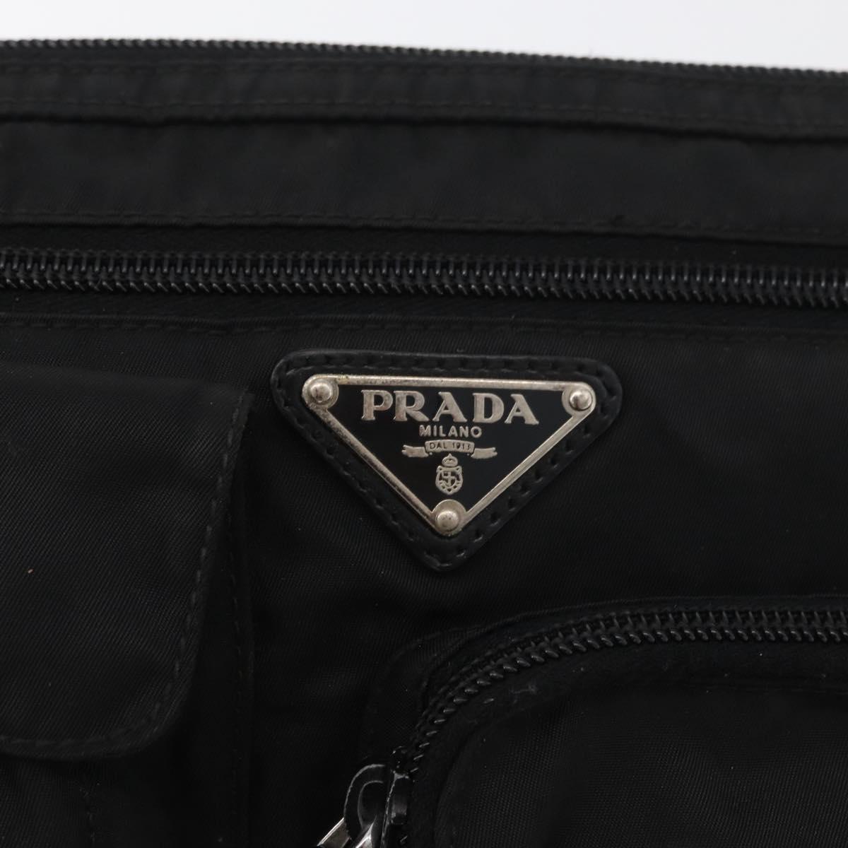 PRADA Body Bag Nylon Black Silver Auth ka4222A