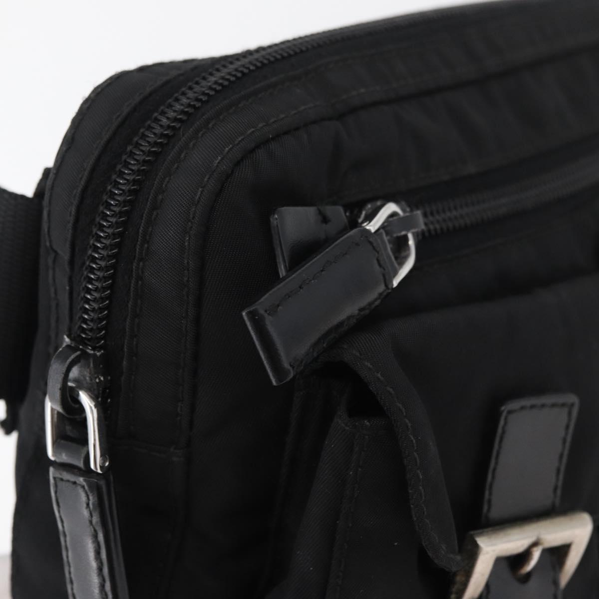 PRADA Body Bag Nylon Black Silver Auth ka4222A