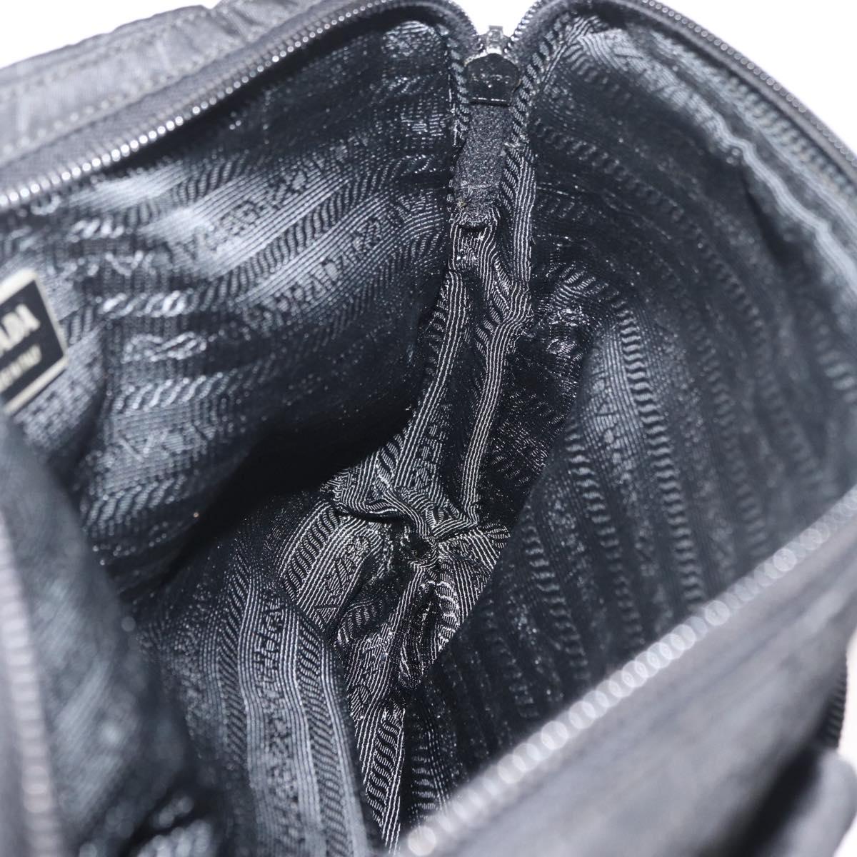 PRADA Body Bag Nylon Black Silver Auth ka4222A