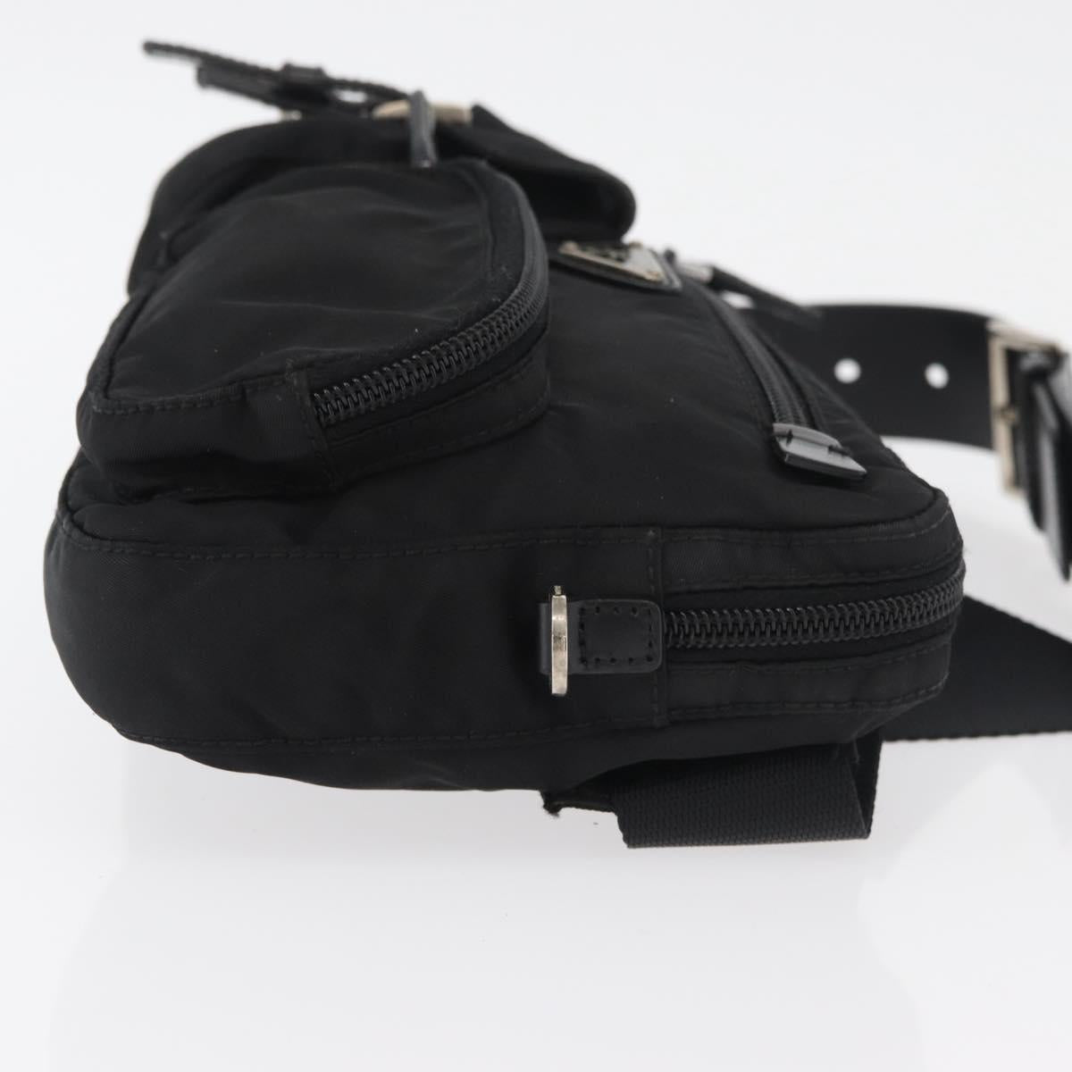 PRADA Body Bag Nylon Black Silver Auth ka4222A