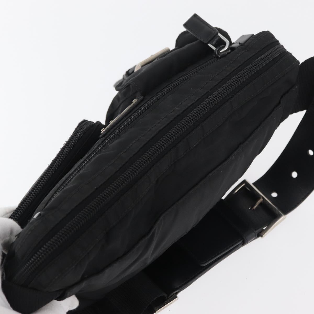 PRADA Body Bag Nylon Black Silver Auth ka4222A