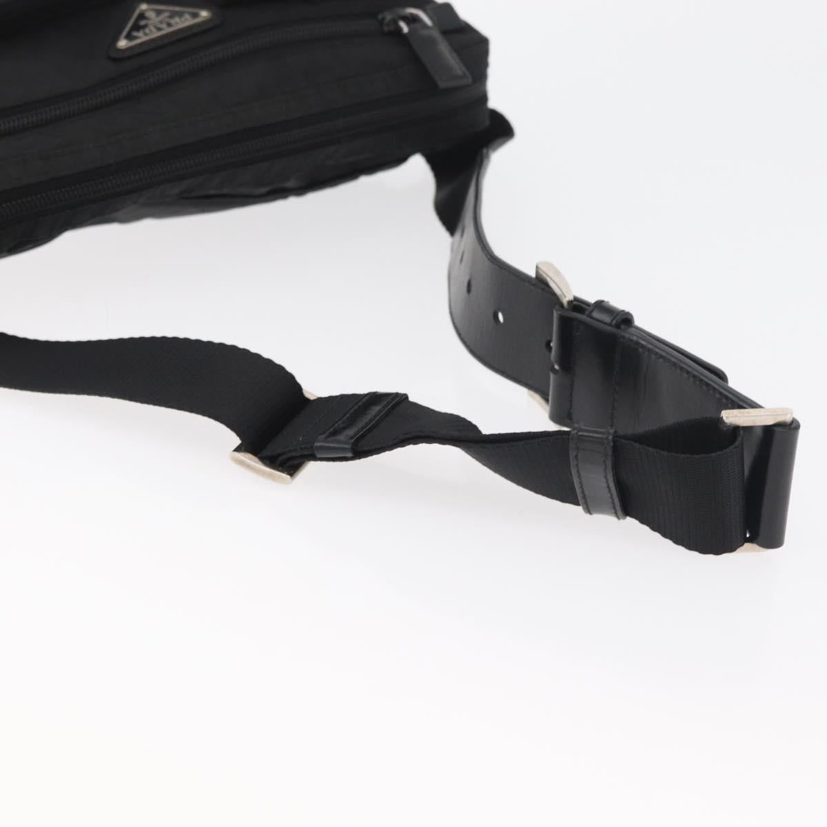PRADA Body Bag Nylon Black Silver Auth ka4222A