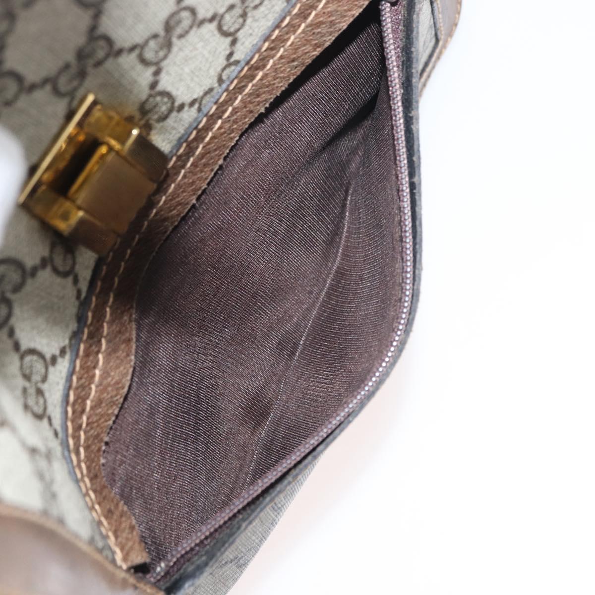 GUCCI GG Supreme Web Sherry Line Shoulder Bag PVC Beige Gold Red Auth ka4225