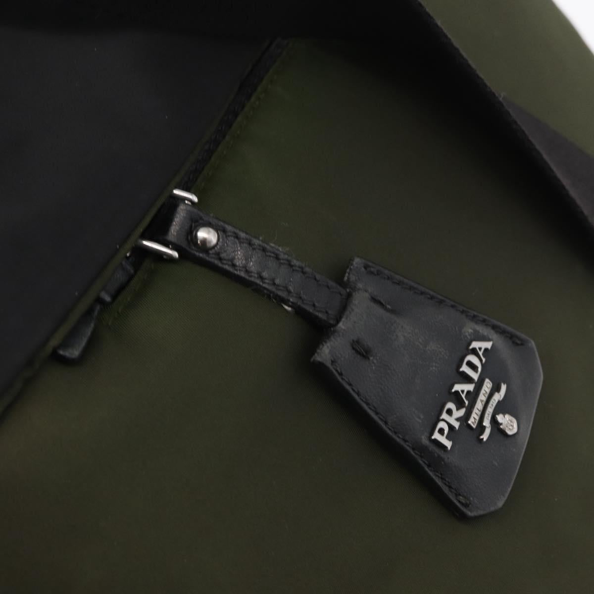 PRADA Hand Bag Nylon 2way Green Silver black Auth ka4229A