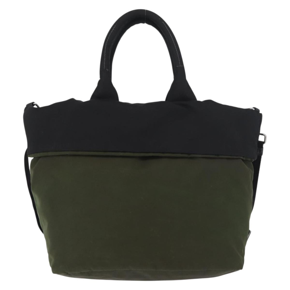 PRADA Hand Bag Nylon 2way Green Silver black Auth ka4229A
