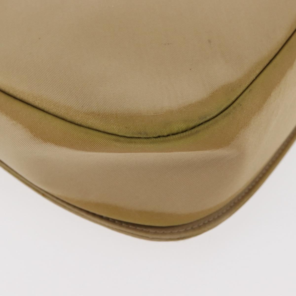 Christian Dior Maris Pearl Shoulder Bag Nylon Beige Silver Auth ka4231A