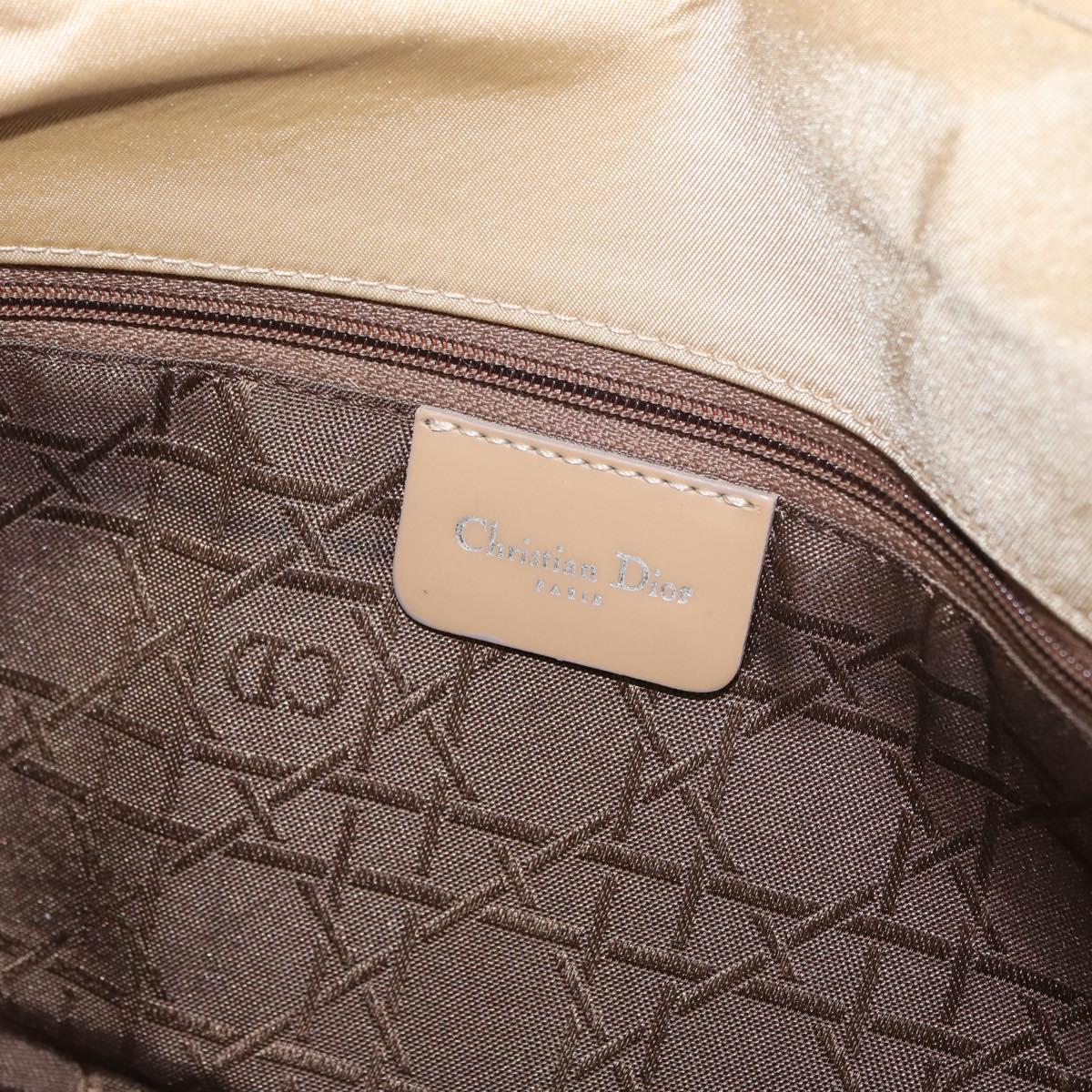 Christian Dior Maris Pearl Shoulder Bag Nylon Beige Silver Auth ka4231A