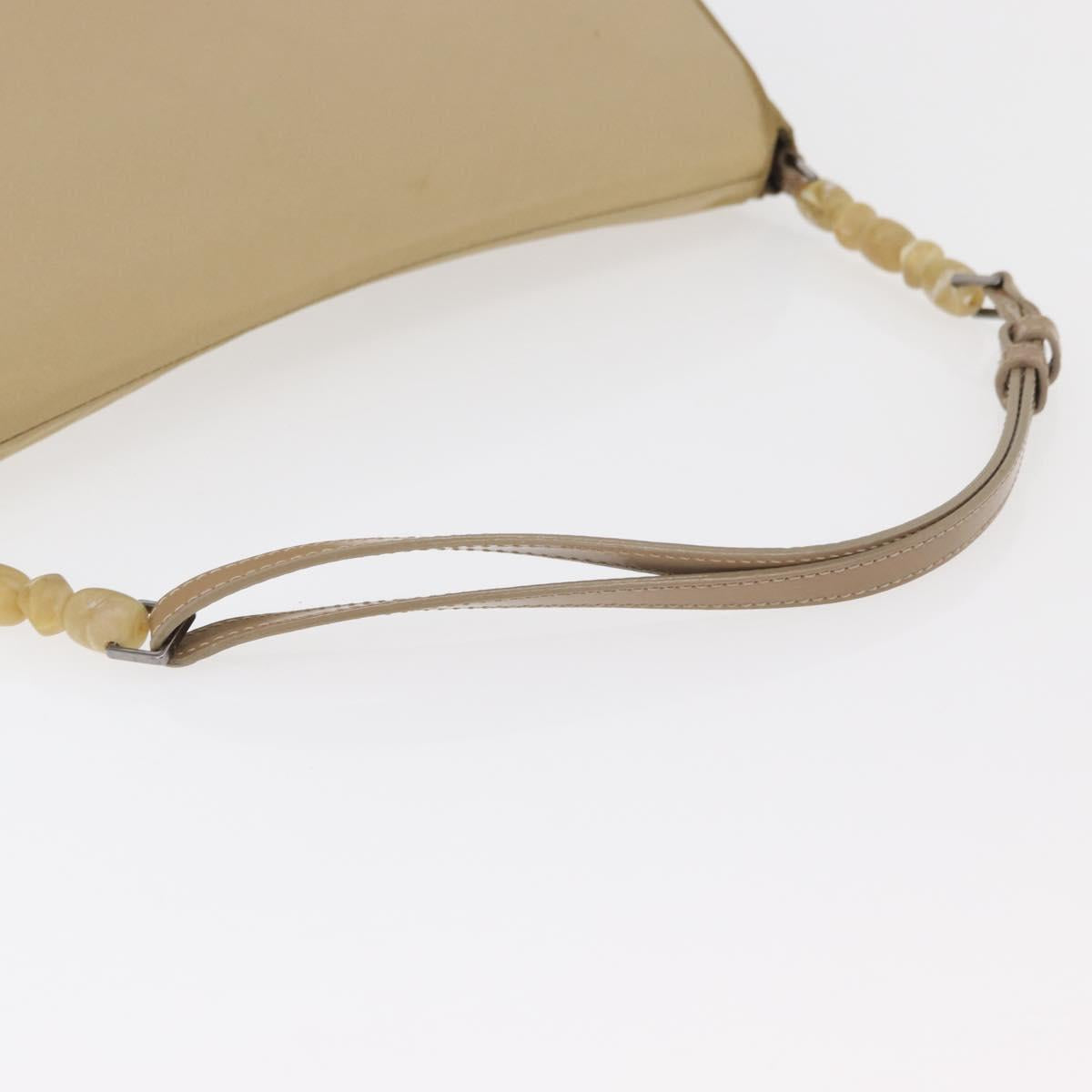 Christian Dior Maris Pearl Shoulder Bag Nylon Beige Silver Auth ka4231A