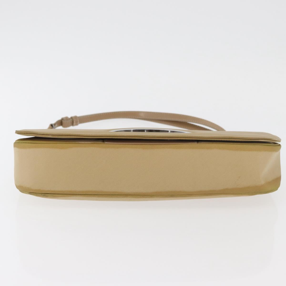 Christian Dior Maris Pearl Shoulder Bag Nylon Beige Silver Auth ka4231A