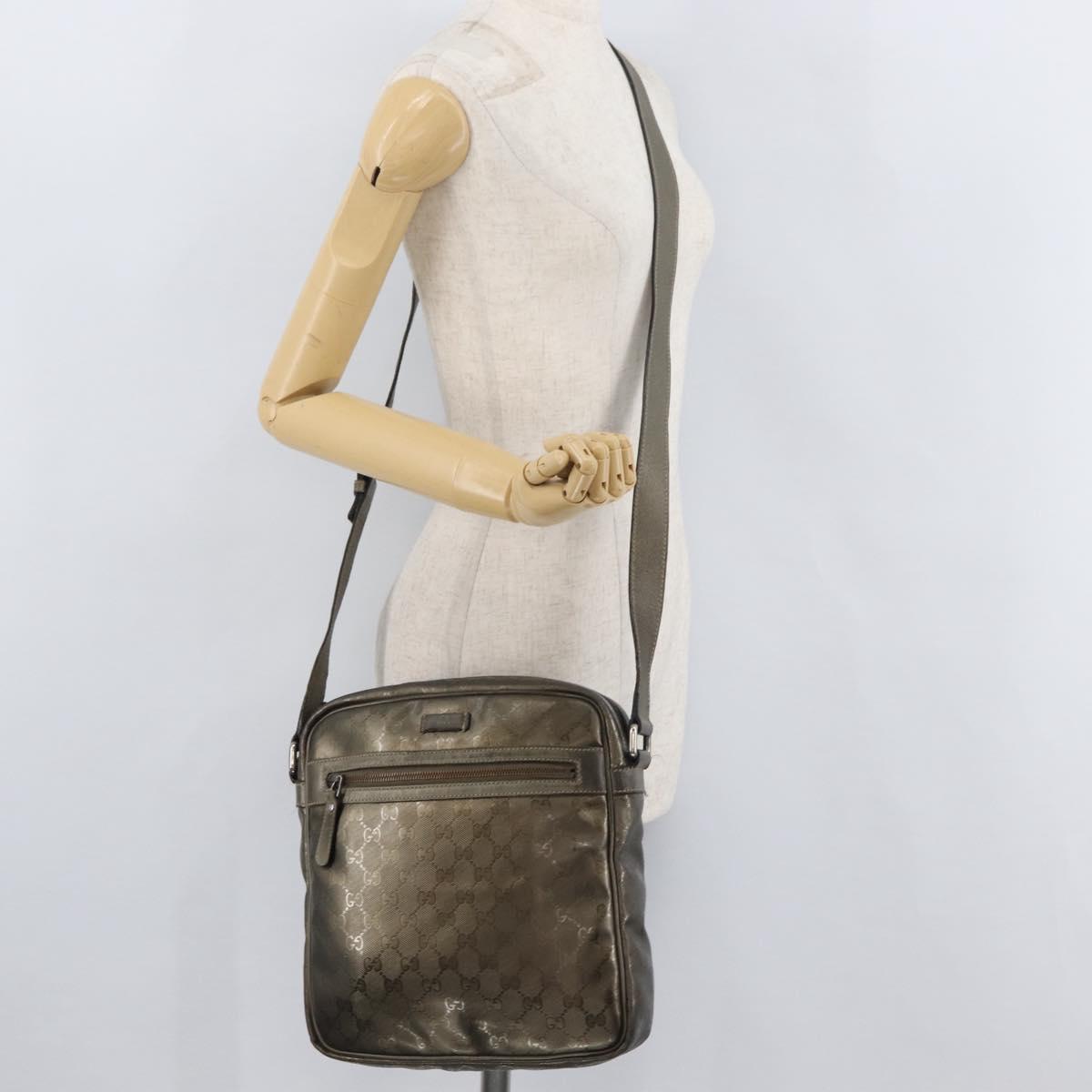 GUCCI GG Implementation Shoulder Bag PVC Bronze Silver 201448 Auth ka4233