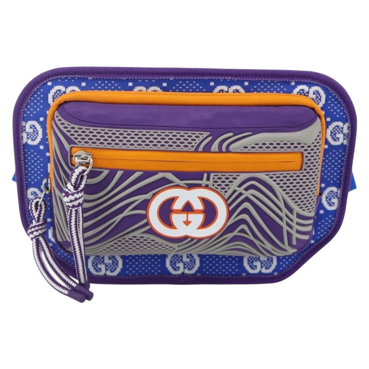 GUCCI Body Bag Nylon Purple Silver 752102 Auth ka4239A
