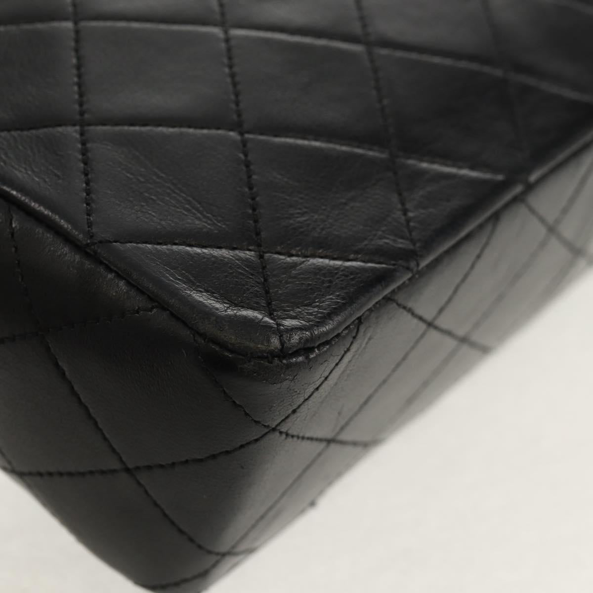 CHANEL Matelasse 20 Chain Shoulder Bag Lamb Skin Black Gold CC Auth ka423V