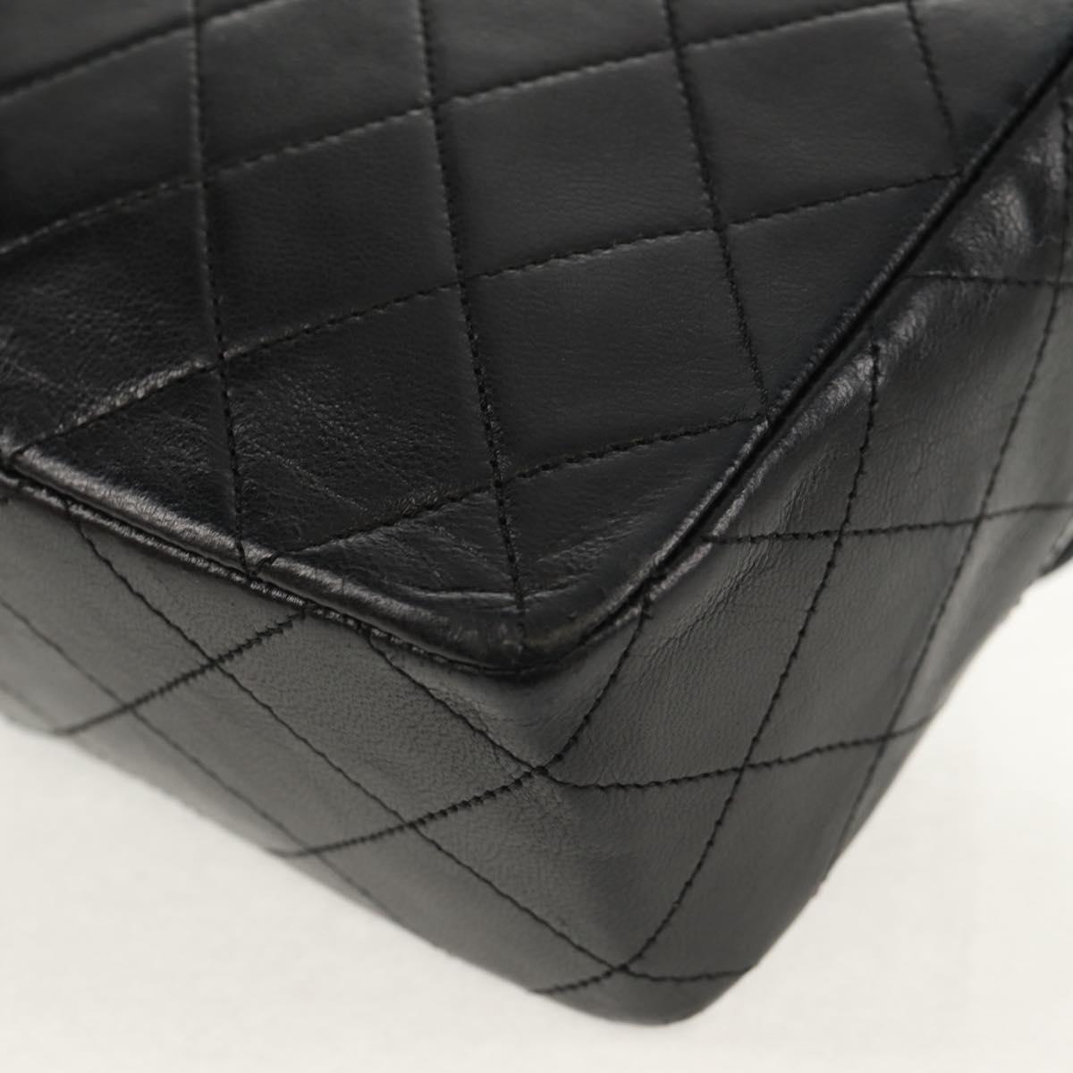 CHANEL Matelasse 20 Chain Shoulder Bag Lamb Skin Black Gold CC Auth ka423V