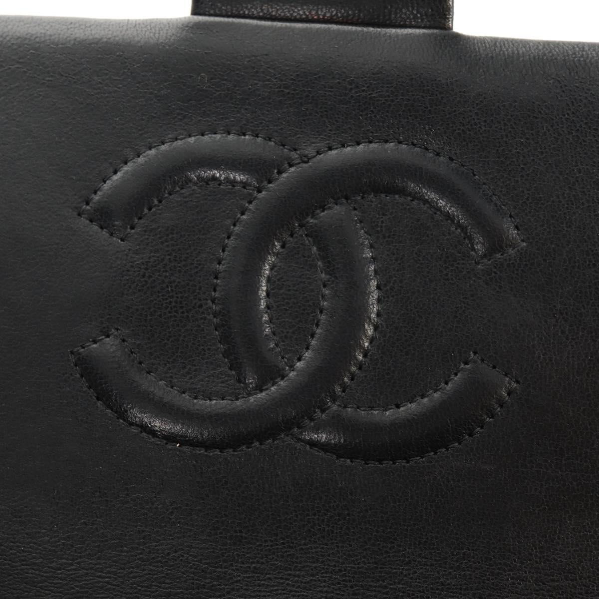 CHANEL Matelasse 20 Chain Shoulder Bag Lamb Skin Black Gold CC Auth ka423V