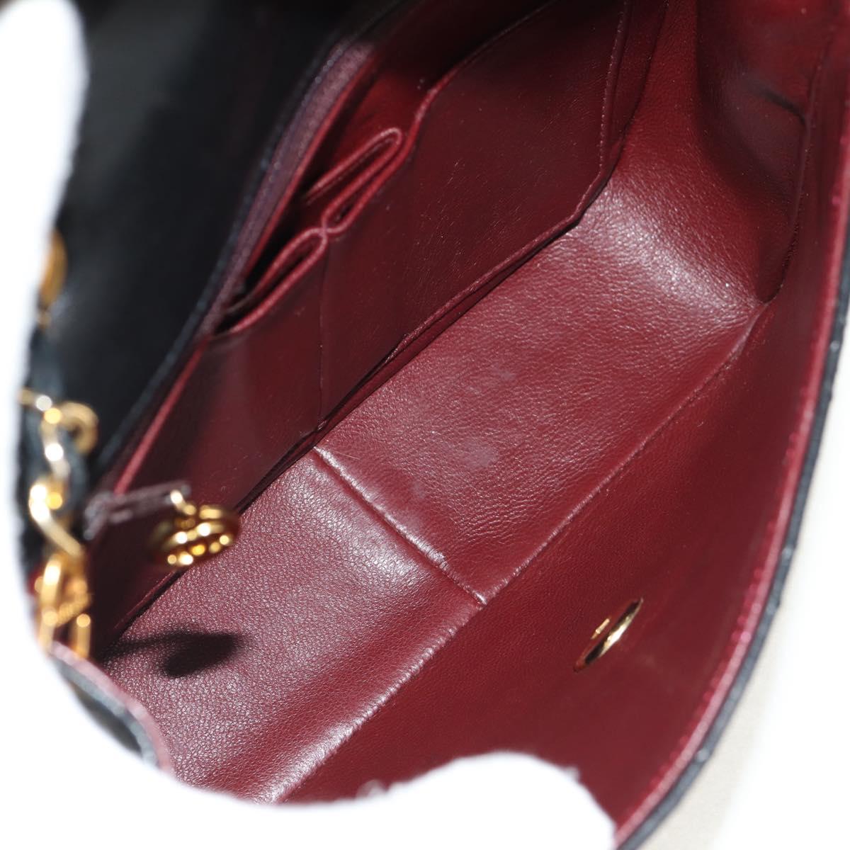 CHANEL Matelasse 20 Chain Shoulder Bag Lamb Skin Black Gold CC Auth ka423V