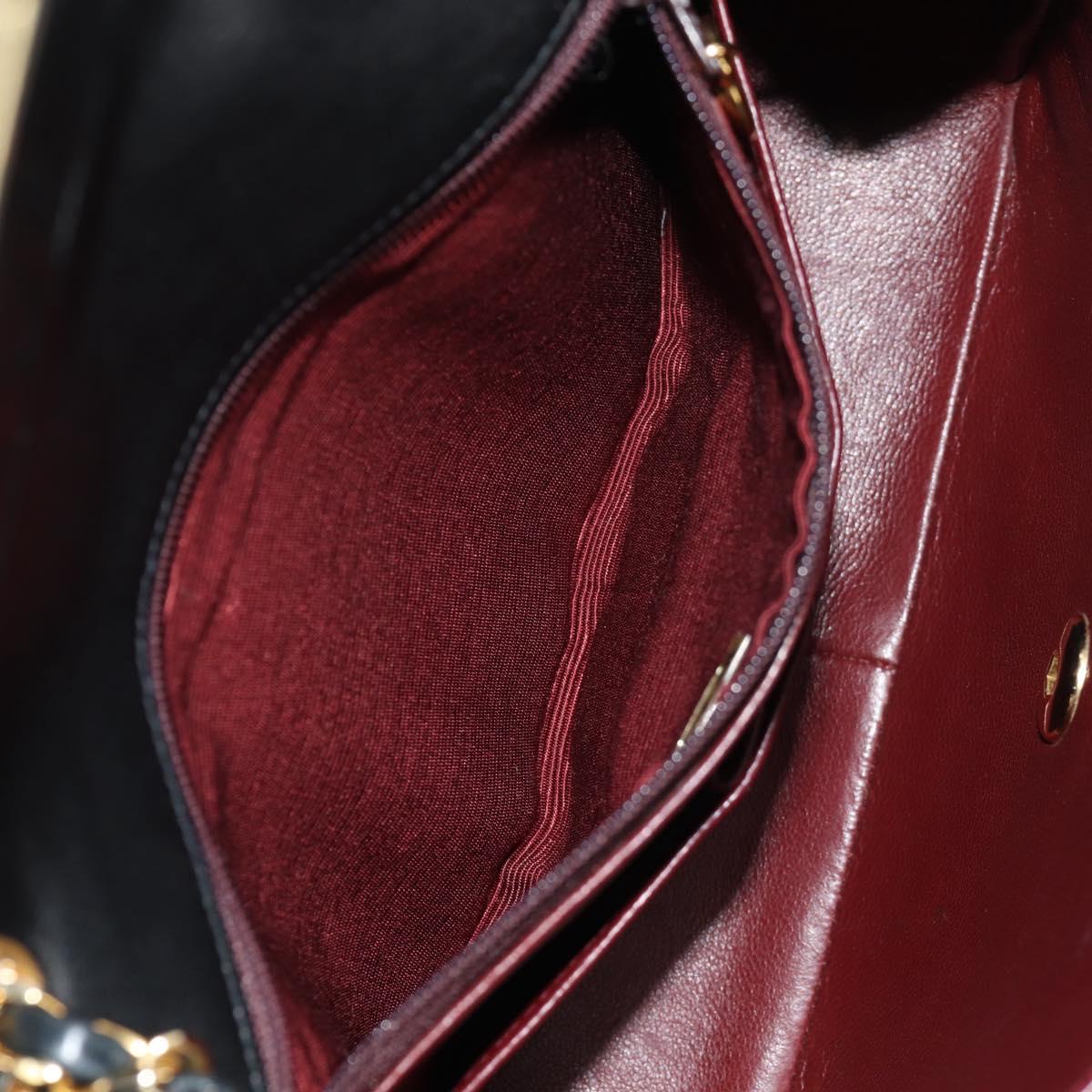 CHANEL Matelasse 20 Chain Shoulder Bag Lamb Skin Black Gold CC Auth ka423V