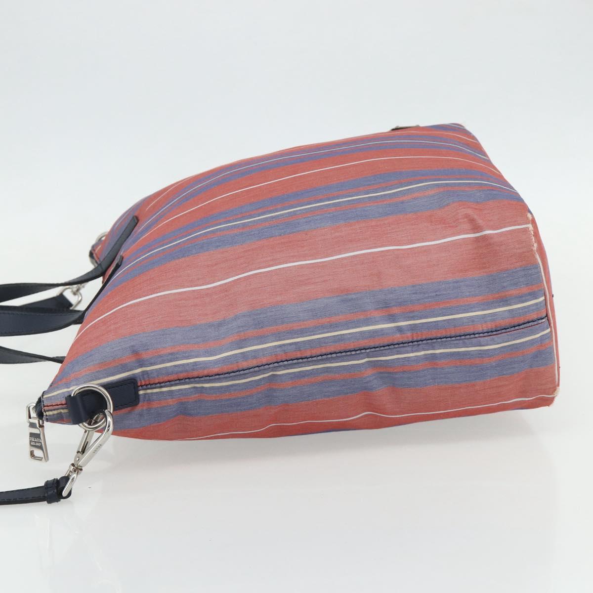 PRADA Hand Bag Canvas Leather 2way Multicolor Silver Auth ka4243