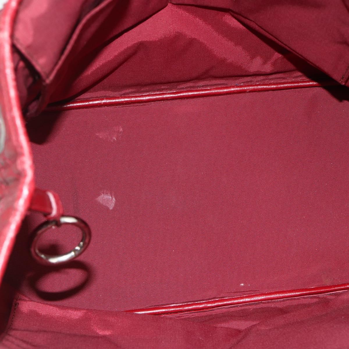 Christian Dior Canage Tote Bag Coated Canvas Red Silver Auth ka4249