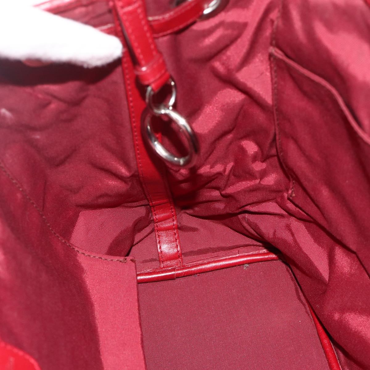 Christian Dior Canage Tote Bag Coated Canvas Red Silver Auth ka4249