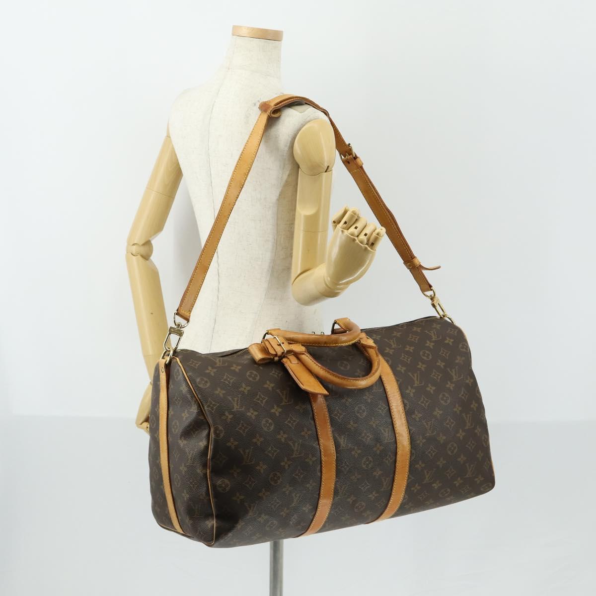 LOUIS VUITTON Monogram Keepall Bandouliere 50 Boston Bag M41416 LV Auth ka425