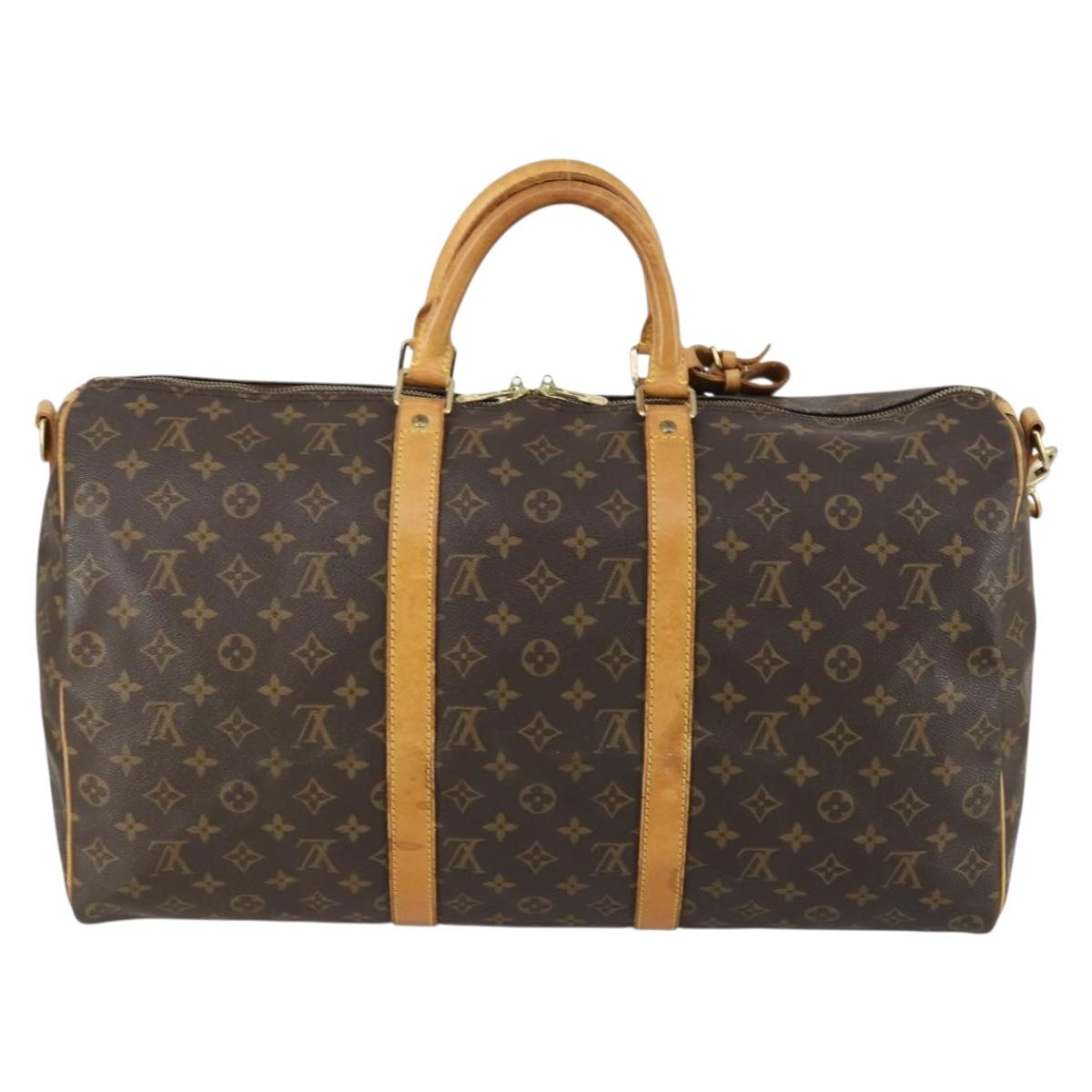 LOUIS VUITTON Monogram Keepall Bandouliere 50 Boston Bag M41416 LV Auth ka425