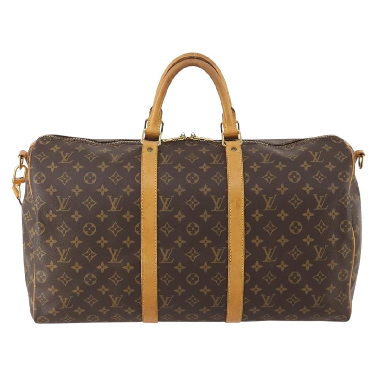 LOUIS VUITTON Monogram Keepall Bandouliere 50 Boston Bag M41416 LV Auth ka4258