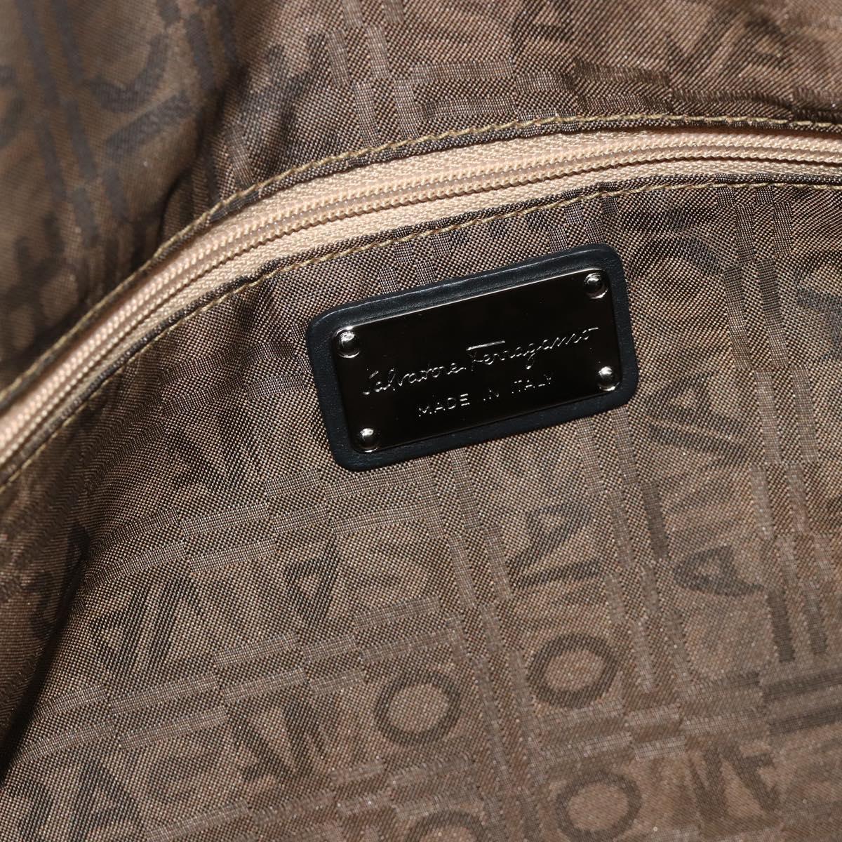 Salvatore Ferragamo Gancini Tote Bag Leather Black Silver Auth ka4260