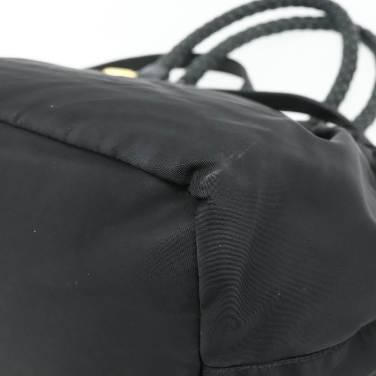 PRADA Hand Bag Nylon 2way Black Gold Auth ka4261